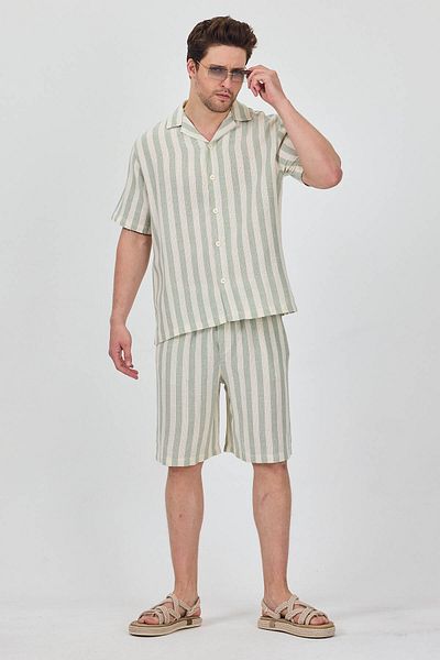 Cosplay Shirt Shorts Men's Two Piece Suit Striped