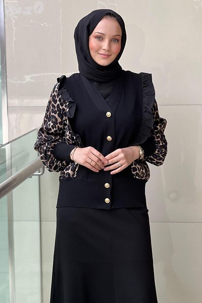 Ghisa Ruffle Leopard Cardigan