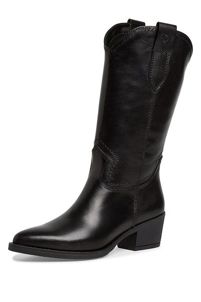 Tamaris Damen Cowboy Stiefel Western 1-25701-41 Schwarz 003 Black Leather Leder Mit Touch-it
