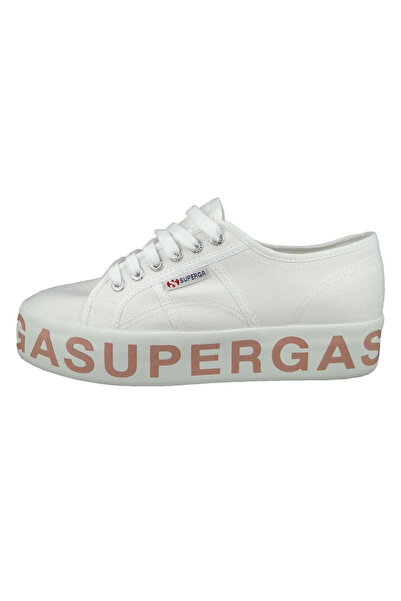 Superga Damenschuhe-sneaker S111trw 2790 Cotw Glitterlettering Textil Weiß A01 White Bronze