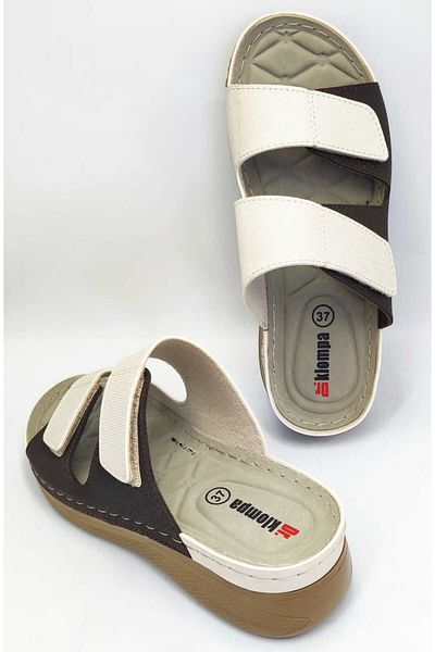 DR KLOMPA Women's Slippers Dk1163 Brown - Beige Summer Orthopedic Home & Outdoor Slippers