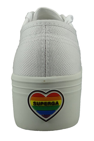 Superga Damen Low Sneaker 2790 Heart Heel Patch Low Top S41281w Weiß Ajz White Multicolor Heart Leinen