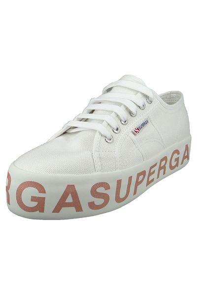 Superga Damenschuhe-sneaker S111trw 2790 Cotw Glitterlettering Textil Weiß A01 White Bronze