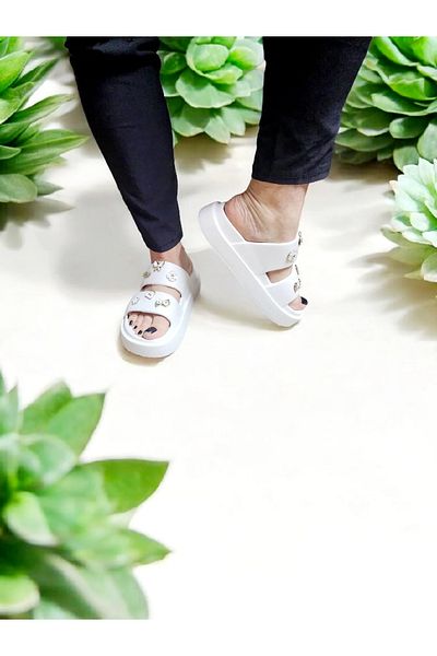 AkınalBella Eva Double Tape Sticker Detailed Pool, Sea, Beach Slippers