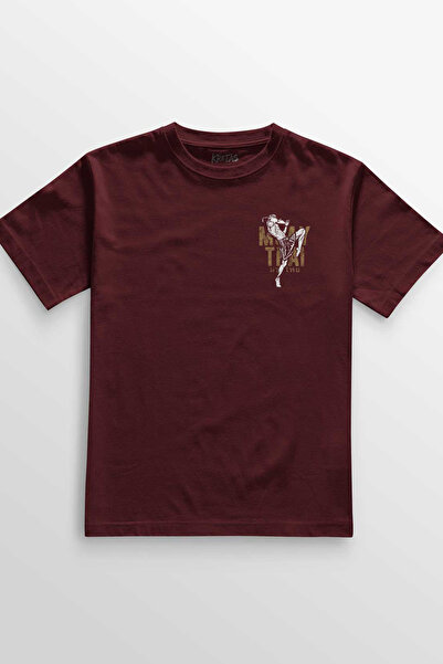 Kretas Tricou Roșu Claret Muay Thai Fight The Art Of Fighting Fighting Minimal Front Tricou unisex