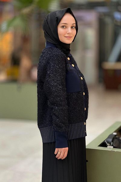 Ghisa Glitter String Tricot Cardigan with Pocket Detail