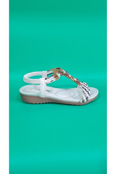 Voyager Women's Beaded Accessory Comfortable Soft Sole Sandals B106