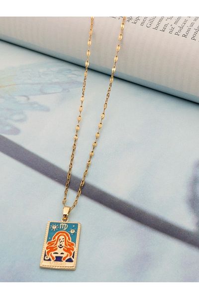 Siya Silver Kararmaz Steel Virgo Horoscope Tarot Necklace