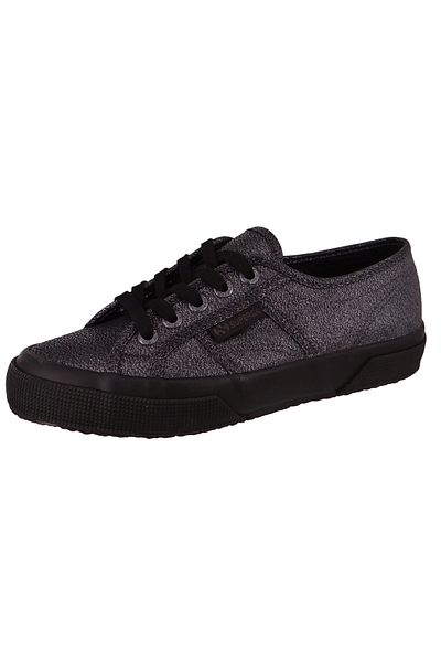 Superga Damen Low Sneaker 2750 Lame Low Top S001820 Schwarz A14 Total Black Kunstleder