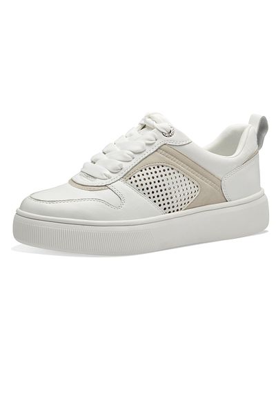 Tamaris Damen Low Sneaker Low Top 1-23735-42 Weiß 197 White Comb Leder Und Lederimitat Mit Removable Sock