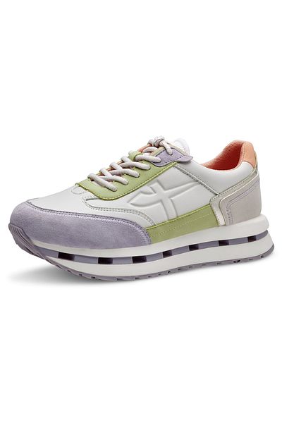 Tamaris Damen Low Sneaker Low Top 1-23716-42 Weiß 539 Lilac Comb Lederimitat/ Textil Mit Removable Sock