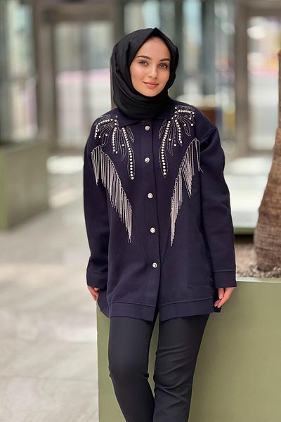 Ghisa Jewelled Chain Tasseled Knitwear Cardigan