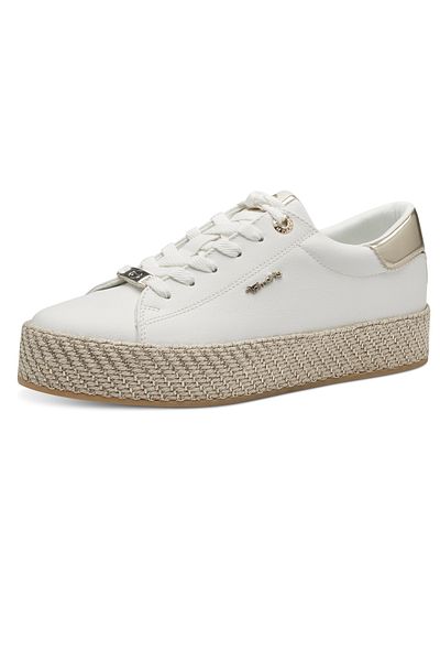 Tamaris Damen Low Sneaker Low Top 1-23713-42 Weiß 190 White/gold Kunstleder