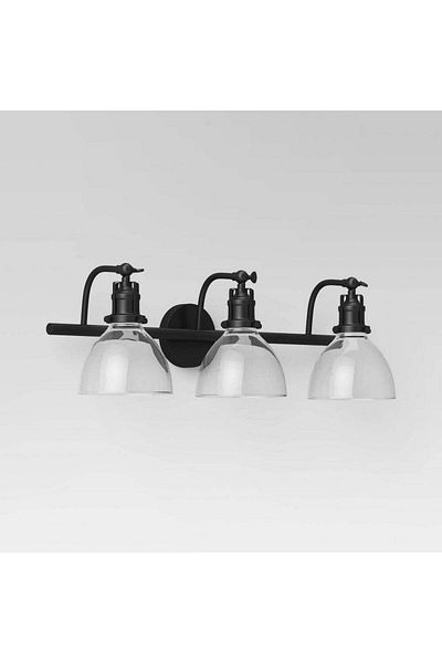 Threshold SEALED - 3-Light Industrial Glass Chandelier Matte Black