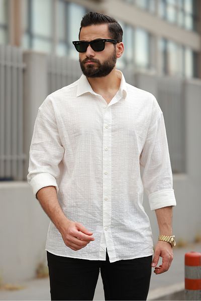 BASEL.CO Men's Premium Oversized Basic Linen Mixed Old Money Casual Shirt