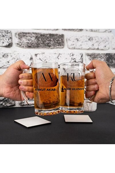 Hediye Vakti Kişiye Özel Tasarımlı Arjantin Bira Bardağı Kulplu Bardak 2 Adet