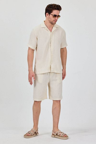 Cosplay Men's Mint Shirt Shorts Men's Two-Piece Suit Thin Linen Look