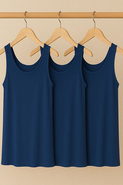 EFFE 3 Pieces A-Line Plus Size Cotton Thick Strap Tank Top T-Shirt