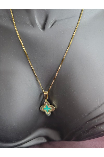Elvinege Aksesuar Green Clover Necklace
