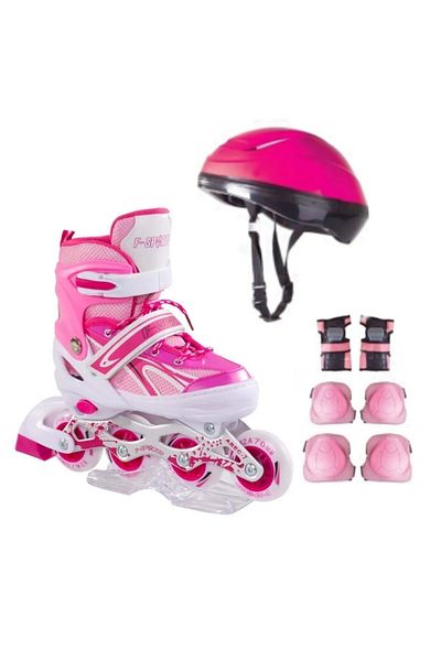 berattoys Illuminated Children's Skates and Helmet Knee Pad Set Silicone Wheel Metal Body Adjustable Number 30/33