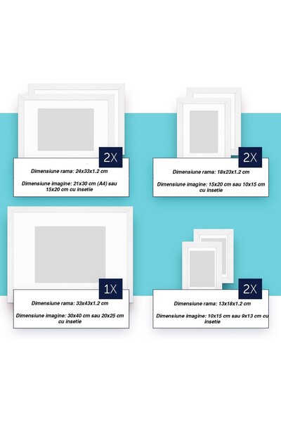 DELPI Set of 7 Photo Frames, MDF, Versatile Design, Wall Mounted or Freestanding, White