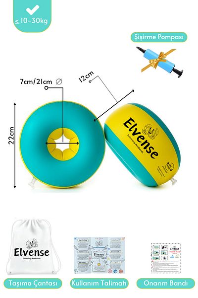 ELVENSE Children's Swimming Arm Set (10-30 kg) – with Pump + Carrying Bag