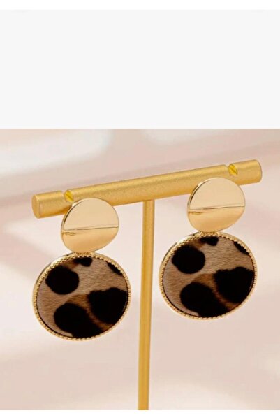 marsel aksesuar LEOPAR DOKULU MODEL GOLD HALKA KÜPE