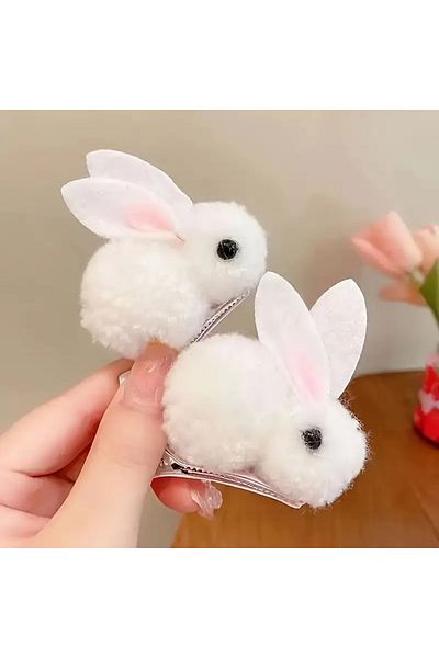 Dodemert Home 2 Pieces White Cute Rabbit Hair Clip