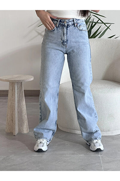 Kyra Studios 0011 بنطال جينز هولو باللون الأزرق الجليدي