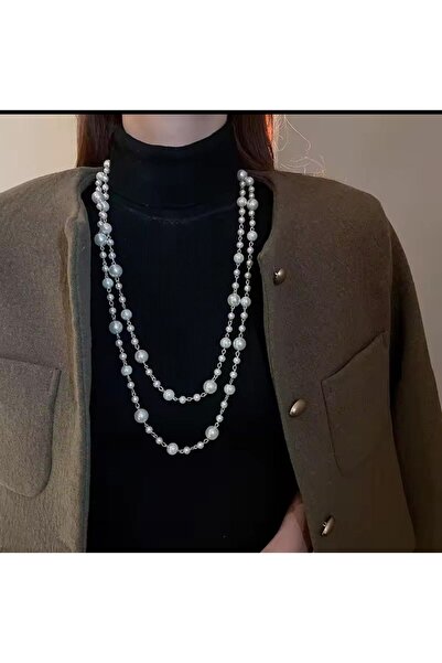 MODAMAYS طقم قلادة نسائية من اللؤلؤ مكون من قطعتين b2582m