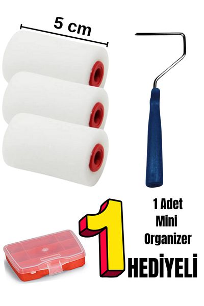 drn etrade 3 Pieces of 5cm Sponge Roller 1 Piece of Roller Handle |   Mini Organizer with Gift