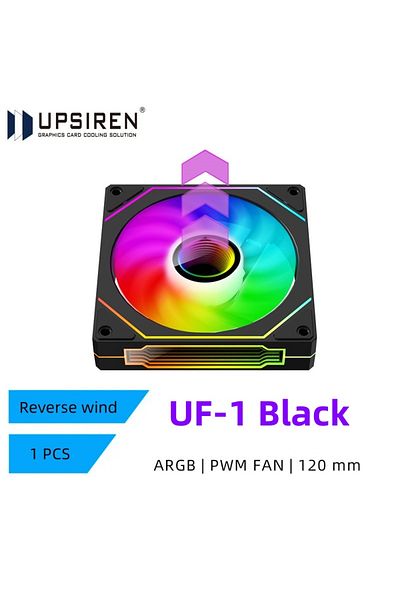 Choice A-RGB White UF-1 Black REVERSED UPSIREN UF-1 PRISM 4 PRO Computer Chassis Fan 12cm ARGB 4 Pin PWM Qu