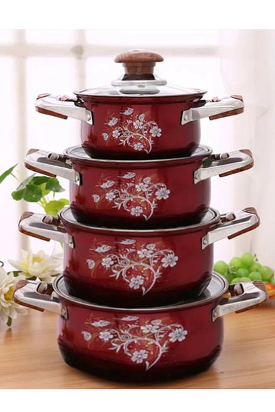 MACON 8 Pcs High Quality Stainless Steel Cookware Set - Red