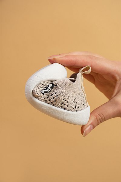 Mumenim Jowhar Unisex Kids & Baby Flexible, Lightweight Soft Non-Slip Orthopedic Sole Beige First Step and Sports Shoes