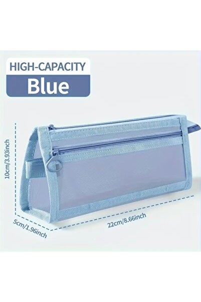 GlassySKY Şeffaf Fileli Çift Katmanlı Kalem Kutu,Ofis Malzeme Organizatörü,Makyaj Çanta,Kalemlik