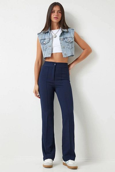 exxitcollection High Waist Crepe Fabric Palazzo Trousers