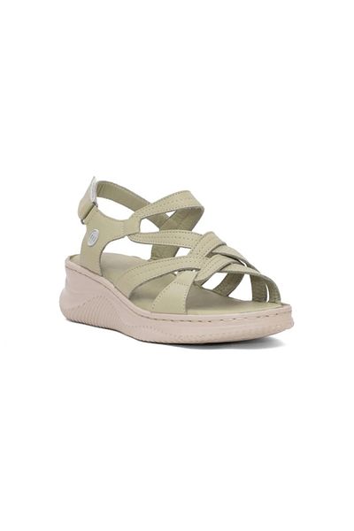 Mammamia D25Ys-2265 Apple Green Skin Leather Comfort Women's Sandals
