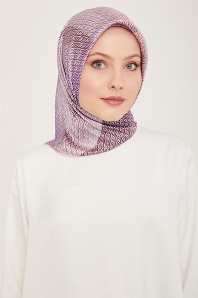 Armine Sura Silk Scarf 9104D (S) 90 X 90 Purple - 83