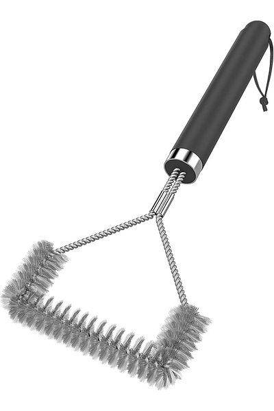 DELPI Perie pentru Gratar cu Peri din Otel Inoxidabil, Maner Termoizolant, 31.5 x 15.5 cm, Negru