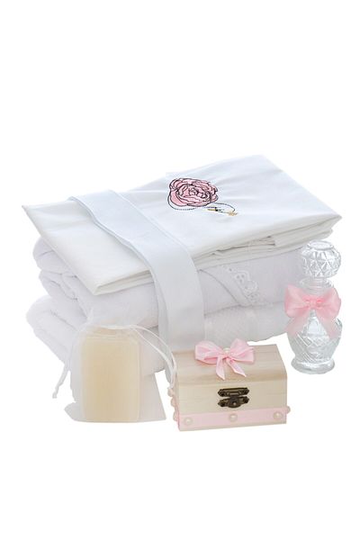 Recostore Baby carriage, embroidered with Swan, pink, 8 pieces, REC5005/19