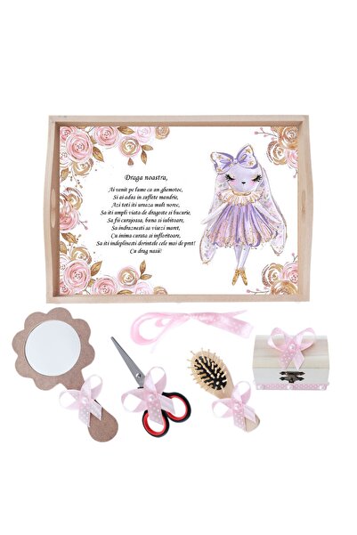 Recostore Tava mot fete, cu Iepuras, roz, 6 piese, 35x20 cm, REC1967/116