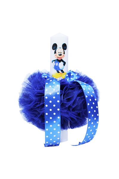 Recostore Lumanare albastra electric botez, cu imprimeu Mickey Mouse, 30x5 cm, REC152
