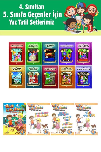 Ata Yayıncılık 4.Sınıftan 5.Sınıfa Geçenler İçin Ata Tatilde Seti +10 lu Hika...