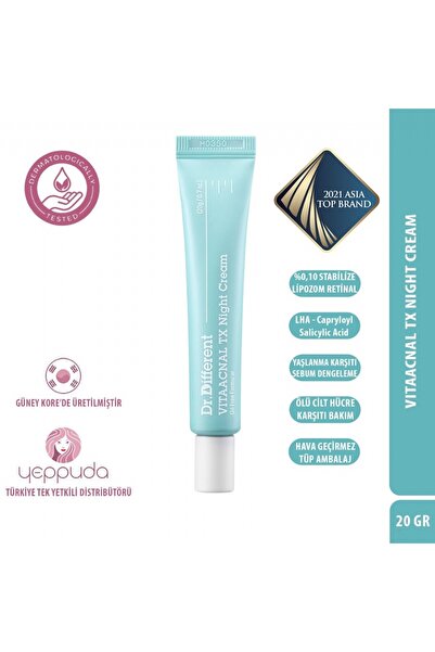 Dr.Different Vitaacnal Tx Night Cream - %0.10 Stabilize Lipozom Retinal Ve Lh...