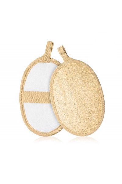 DELPI Exfoliating sponge, 2 pieces, natural loofah fibers, Beige, 16 x 11 cm