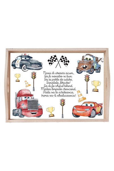 Recostore Tava mot baieti cu Cars, albastru electric, 6 piese, 35x20 cm, REC1967/180
