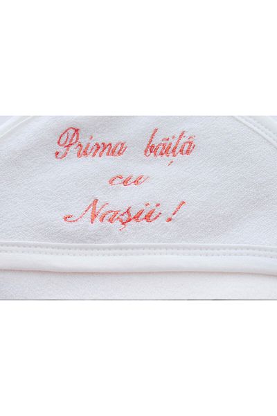 Recostore Prosop alb-rosu "Prima baita cu nasii" cu capison bebelusi, 75x75 cm, REC2451