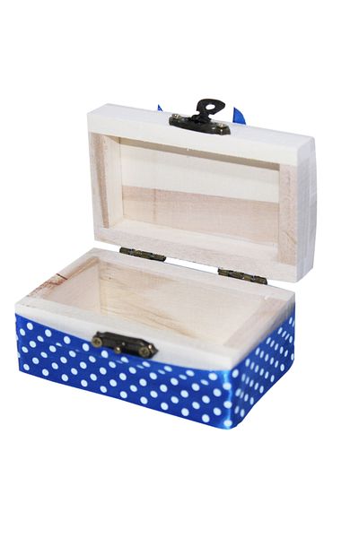 Recostore Cutiuta cufar din lemn cu panglica albastra prima suvita, 10x5x5 cm, REC316