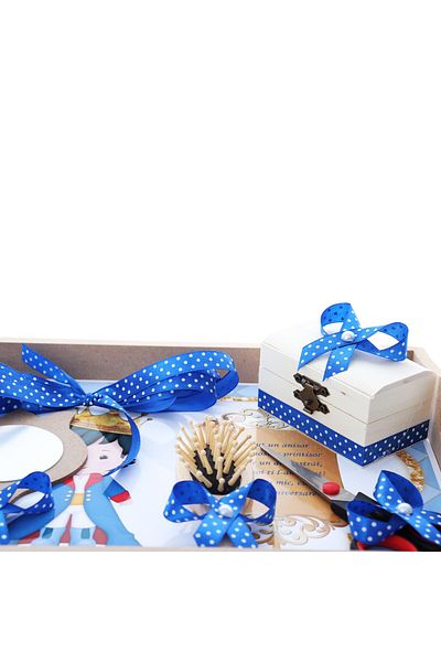 Recostore Tava mot baieti cu bebe Print, albastru electric, 6 piese, 35x20 cm, REC1967/141