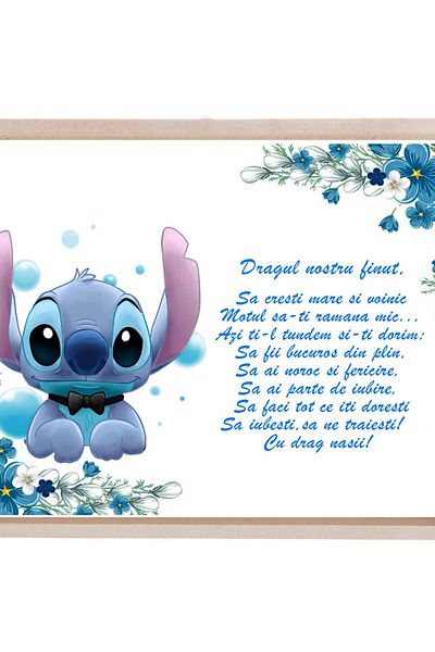 Recostore Tava mot baieti Stitch, bleu, 6 piese, 35x20 cm, REC1967/220